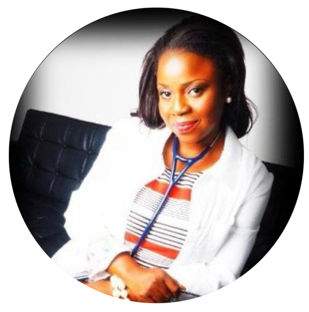 Headshot of Millicent Ogoo wearing a white coat and stethoscope